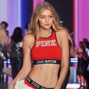 PINK VICTORIA’S SECRET Pink Nation Red Black Crop Top Bralette Small